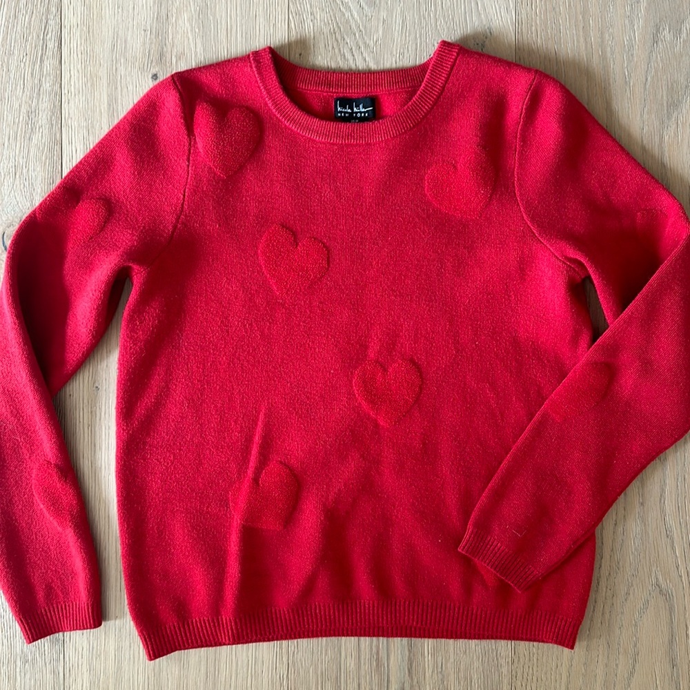 Nicole Miller Red Heart Sweater Size Medium